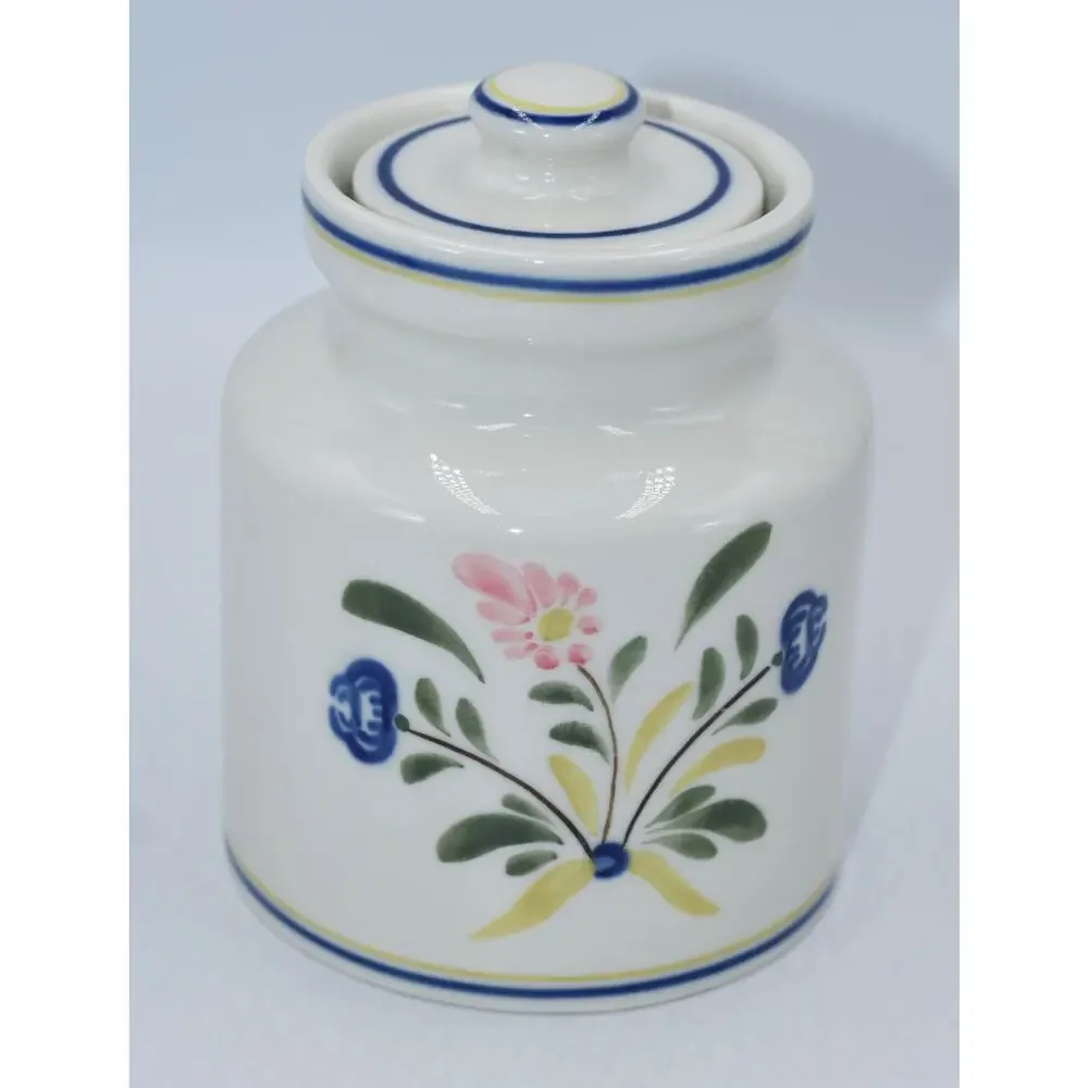 Viana Do Castelo Made In Portugal Two Sided Hand Painted Flowers Canister